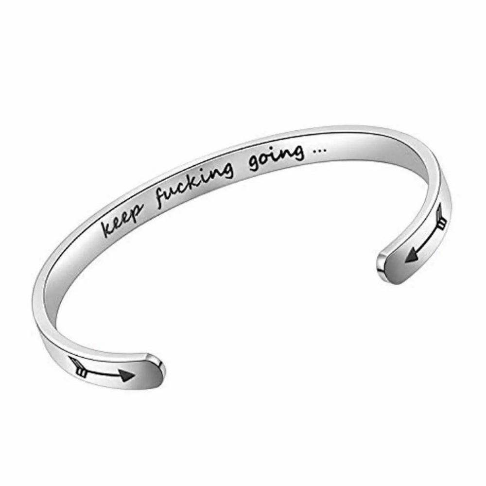 Inspirational Bracelet Cuff Bangle Quote keep goin